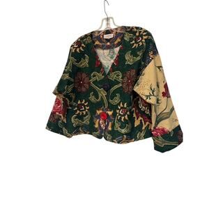 VINTAGE S.A Rose BIG BUTTON CROP FLORAL OVERSIZE JACKET SZ L/XL